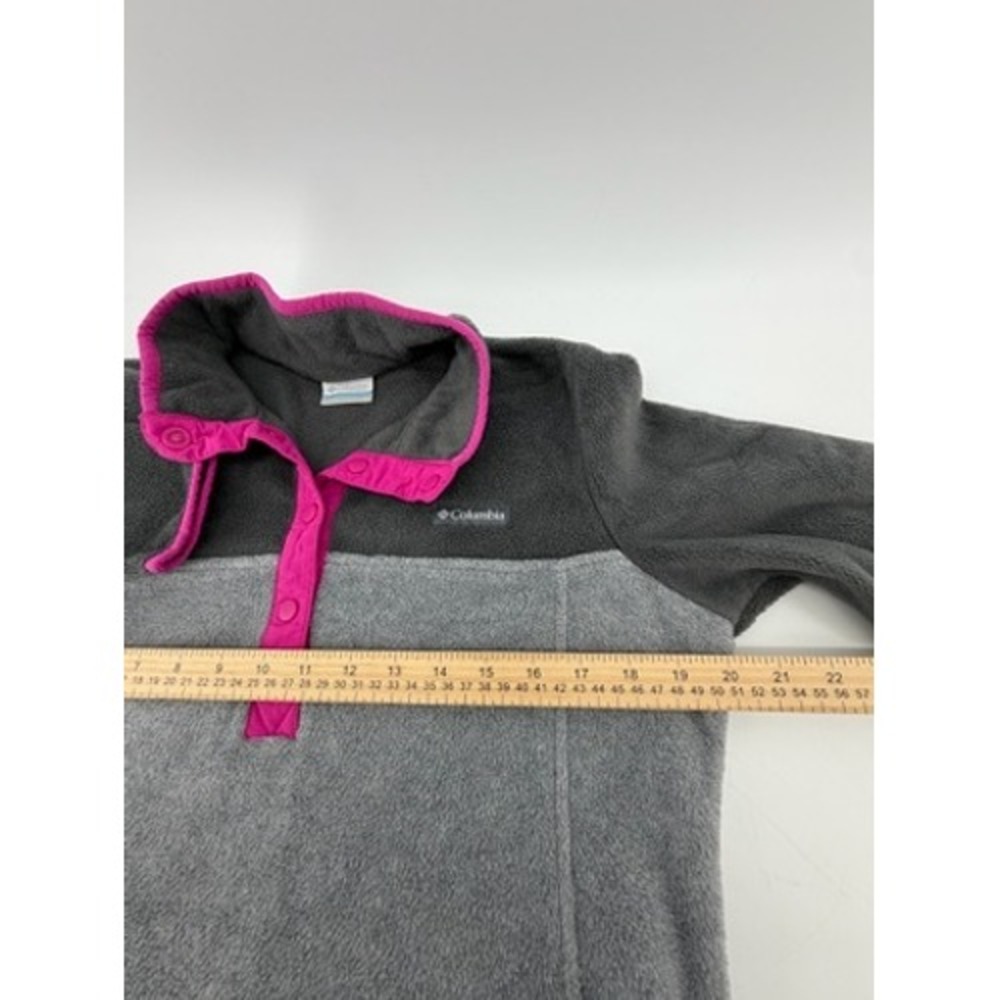 Columbia Benton Springs Fleece Pullover Grey Pink Snap Mock Neck Womens Medium - Picture 6 of 7